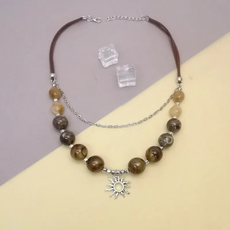 Women's Pendant Necklace Multi-Layer Acrylic Vintage Bohemian