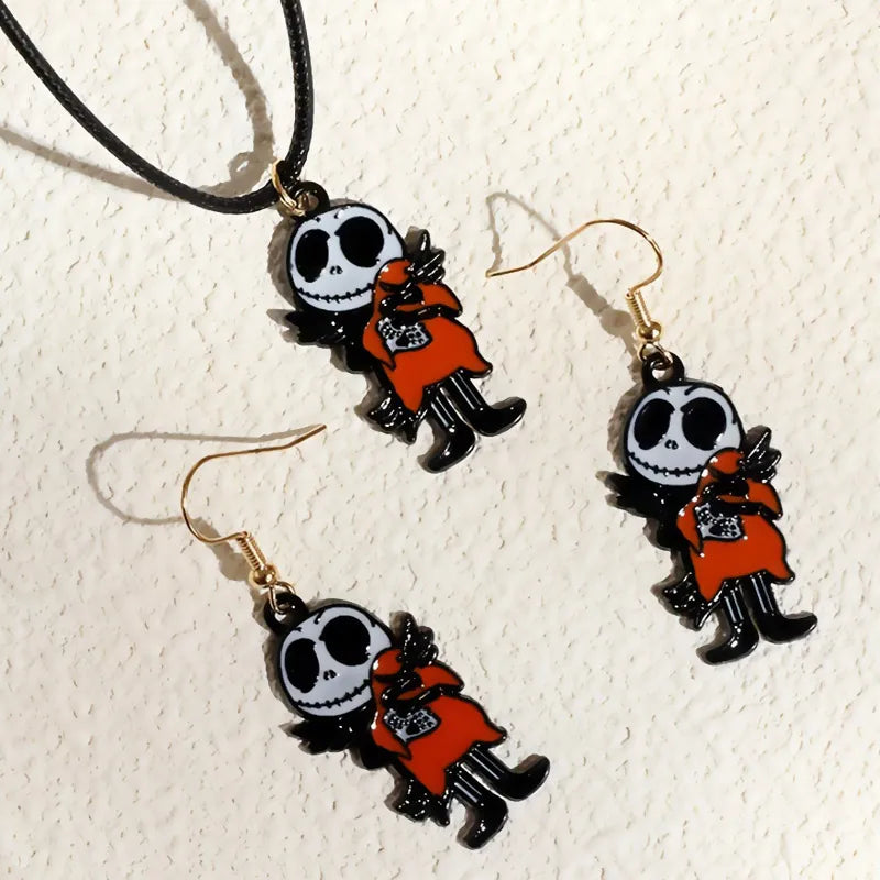 Women's Halloween Jewelry Set Skull Design Zinc Alloy Necklace and Earrings