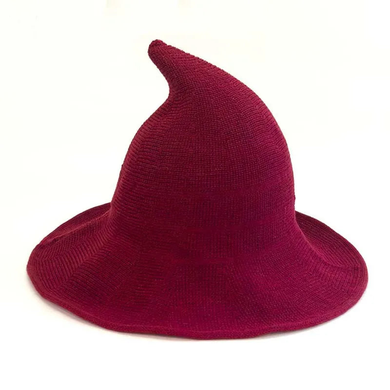 Women's Witch Hat Black Breathable Knitted Cotton Foldable for Halloween