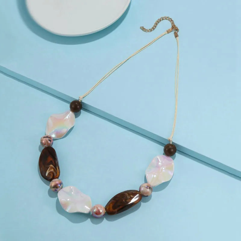 Women's Long Necklace Green Acrylic Geometric Pendant