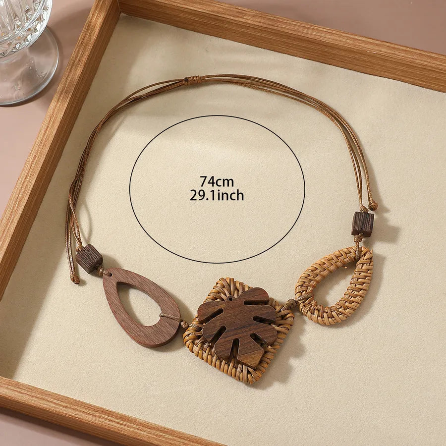 Women's Choker Necklace Geometric Wooden Beads Ethnic Style