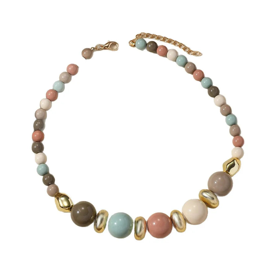 Women's Beaded Necklace Colorful Acrylic Geometric