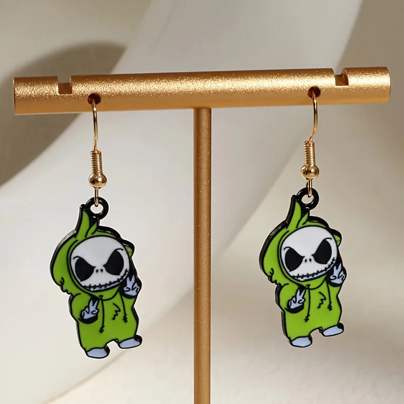 Women's Skull Earrings Set Black Alloy Halloween Jewelry