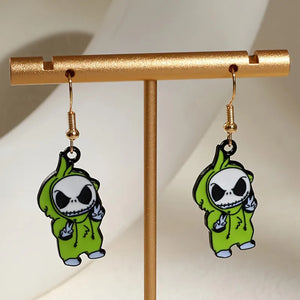 Women's Skull Earrings Set Black Alloy Halloween Jewelry