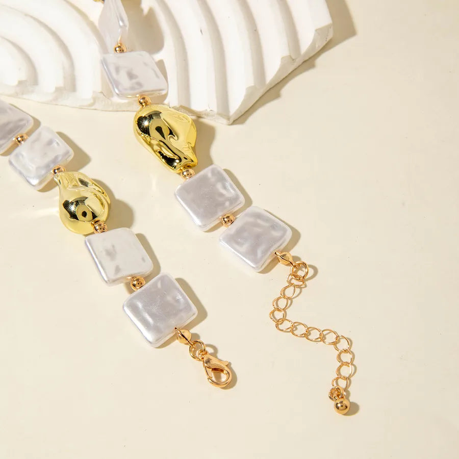 Women's Pearl Necklace and Earring Set White Imitation Pearl Geometric Design