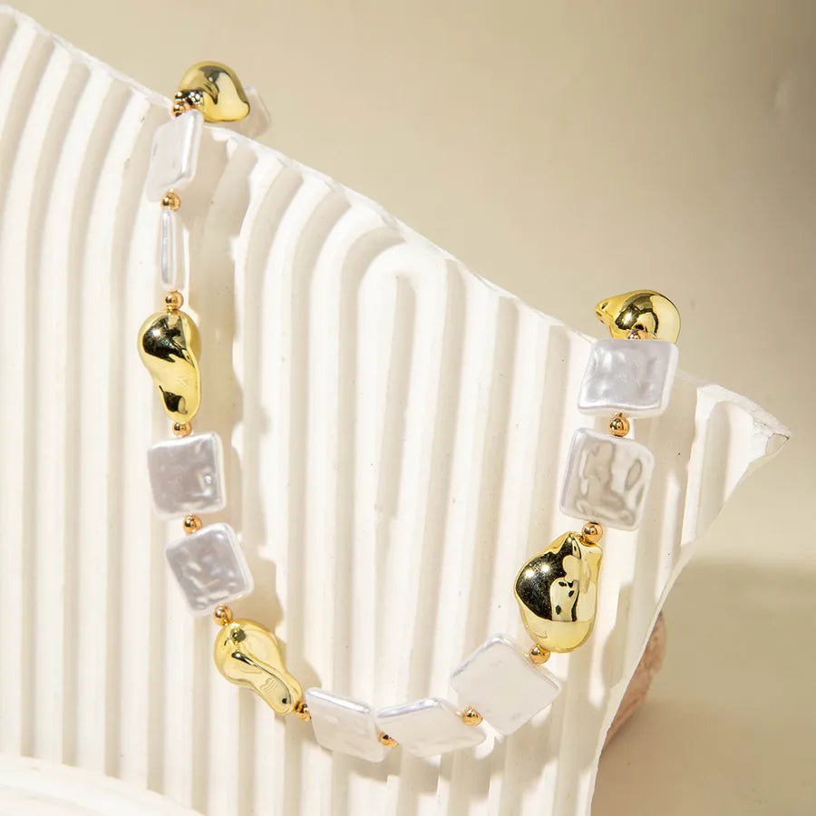 Women's Pearl Necklace and Earring Set White Imitation Pearl Geometric Design