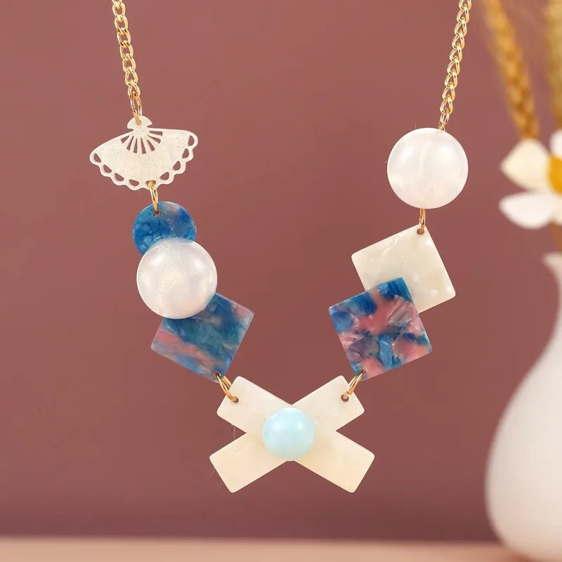 Women's Pendant Necklace Colorful Acrylic Geometric Design