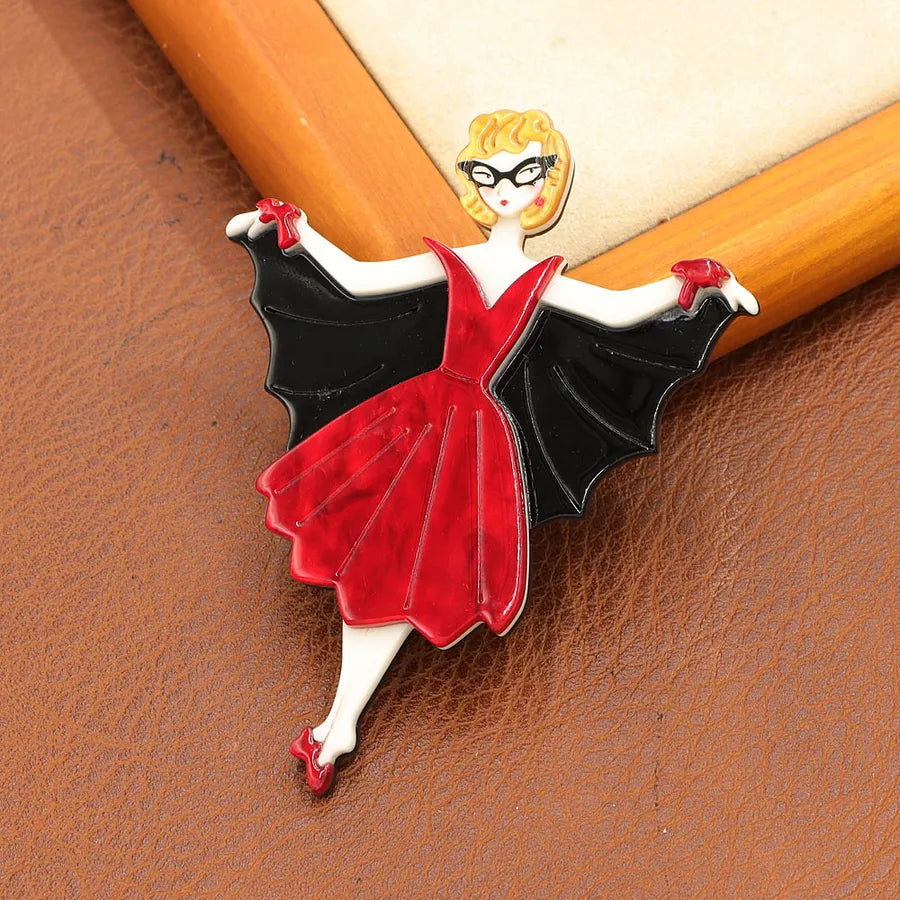 Women's Cat Brooch Pin Black Acrylic Animal Design