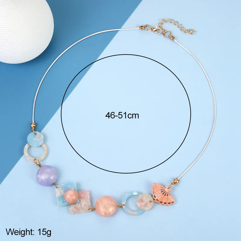 Women's Pendant Necklace Pink Acrylic Geometric Sweet Style