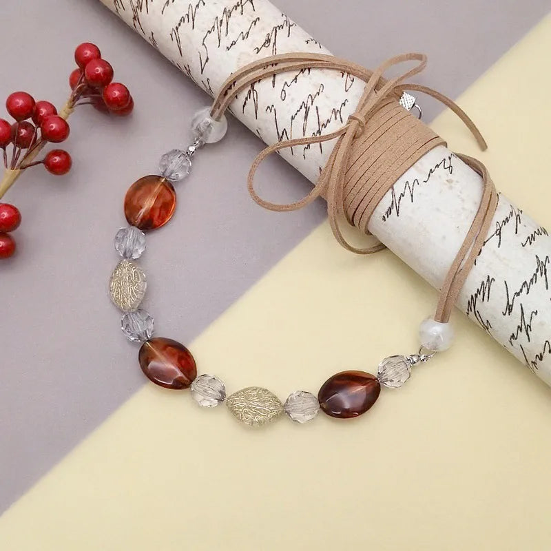 Women's Pendant Necklace Geometric Wooden Bead Acrylic