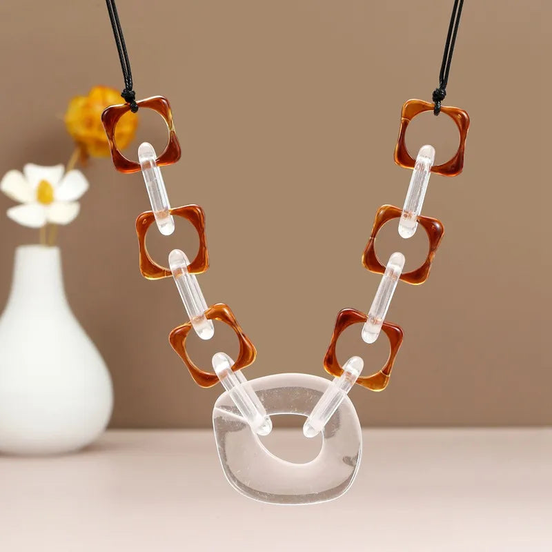 Women's Pendant Necklace Geometric Acrylic Handmade