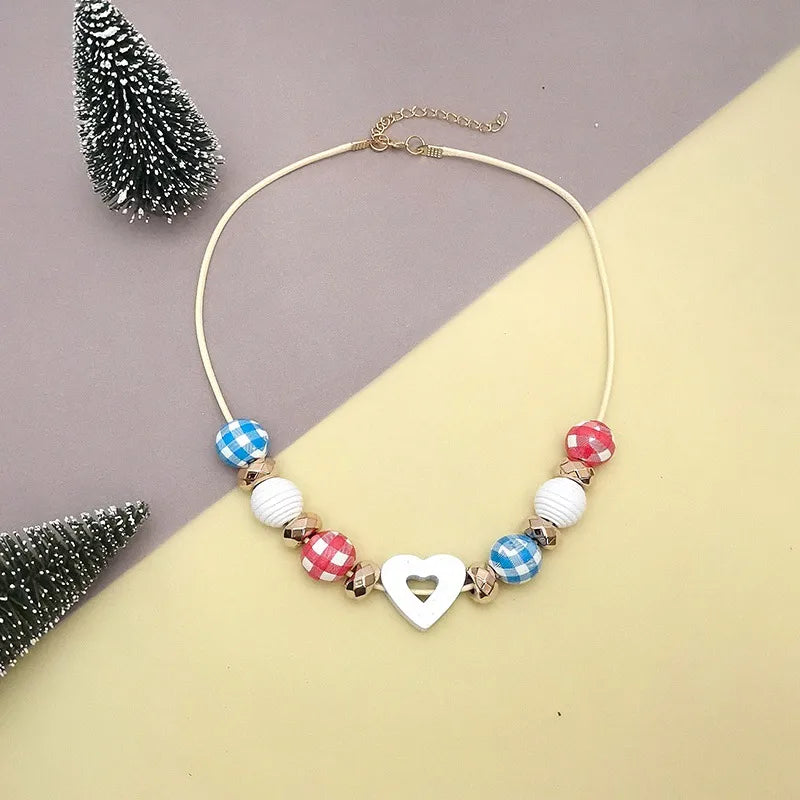 Women's Necklace Heart Shape Wood Bead Retro Jewelry