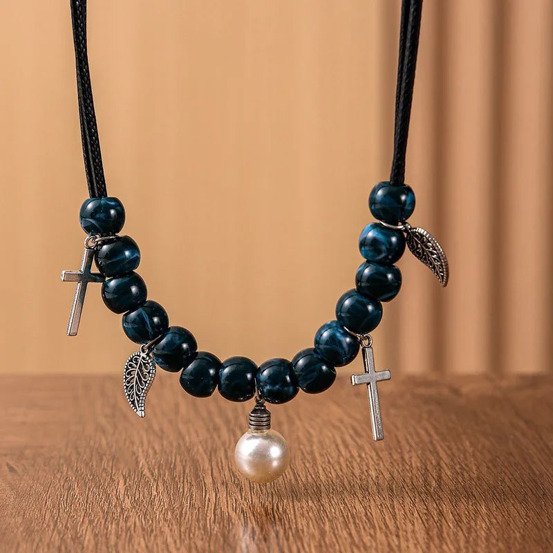 Women's Cross Necklace Geometric Acrylic Vintage Pendant