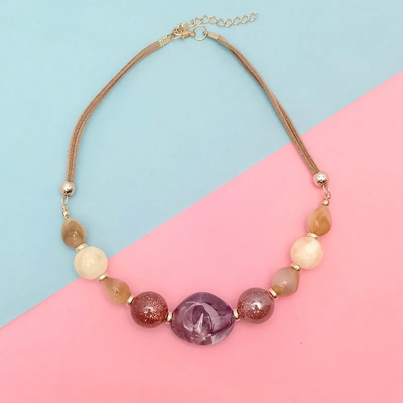 Women's Pendant Necklace Colorful Wood Acrylic Retro Geometric Design