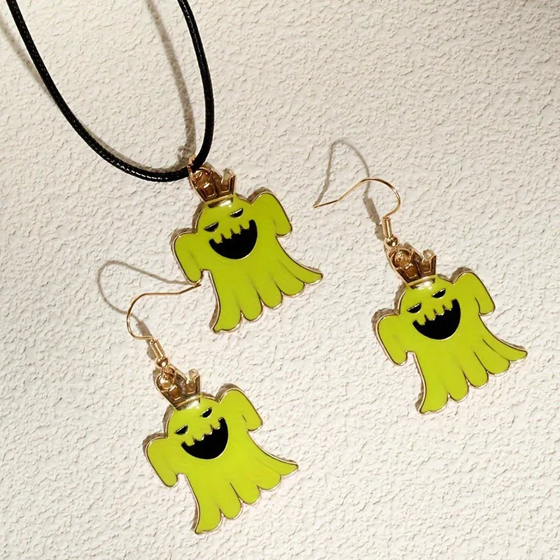 Women's Ghost Pendant Necklace and Earring Set Zinc Alloy
