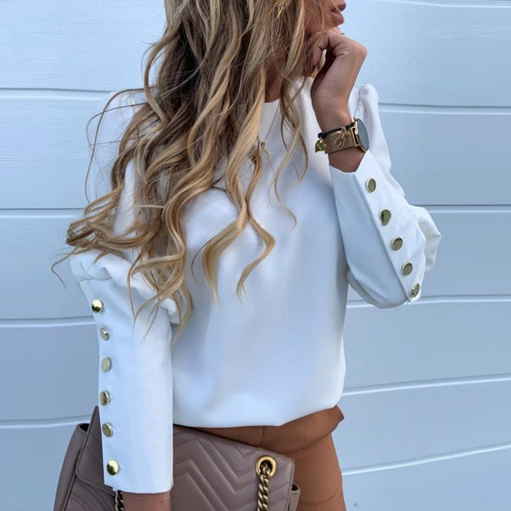 Button Sleeve Blouse
