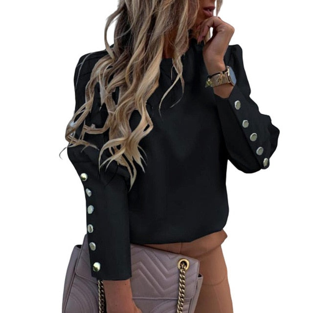 Button Sleeve Blouse