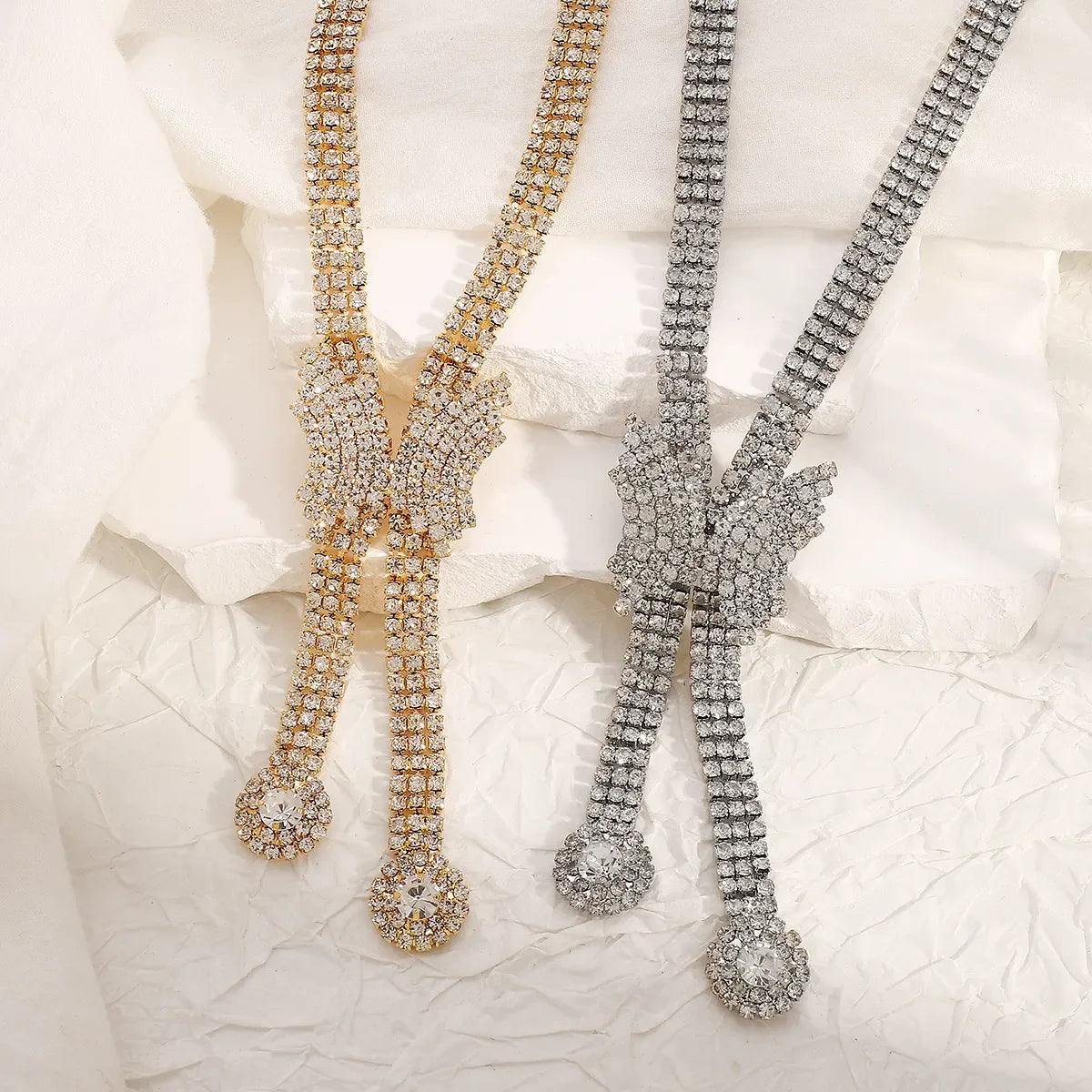 Shiny Butterfly Pendant Necklace with Rhinestones – Durable Iron and Copper Design for Women, Perfect for Weddings and Holidays