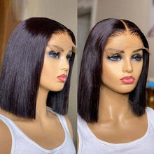 Load image into Gallery viewer, Short Bob Wig Straight Lace Front Human Hair Wigs Pre Plucked Transparent Hd Frontal Wig Brazilian Lace Wigs
