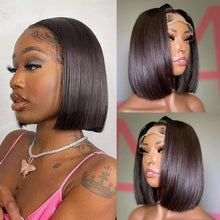 Load image into Gallery viewer, Short Bob Wig Straight Lace Front Human Hair Wigs Pre Plucked Transparent Hd Frontal Wig Brazilian Lace Wigs
