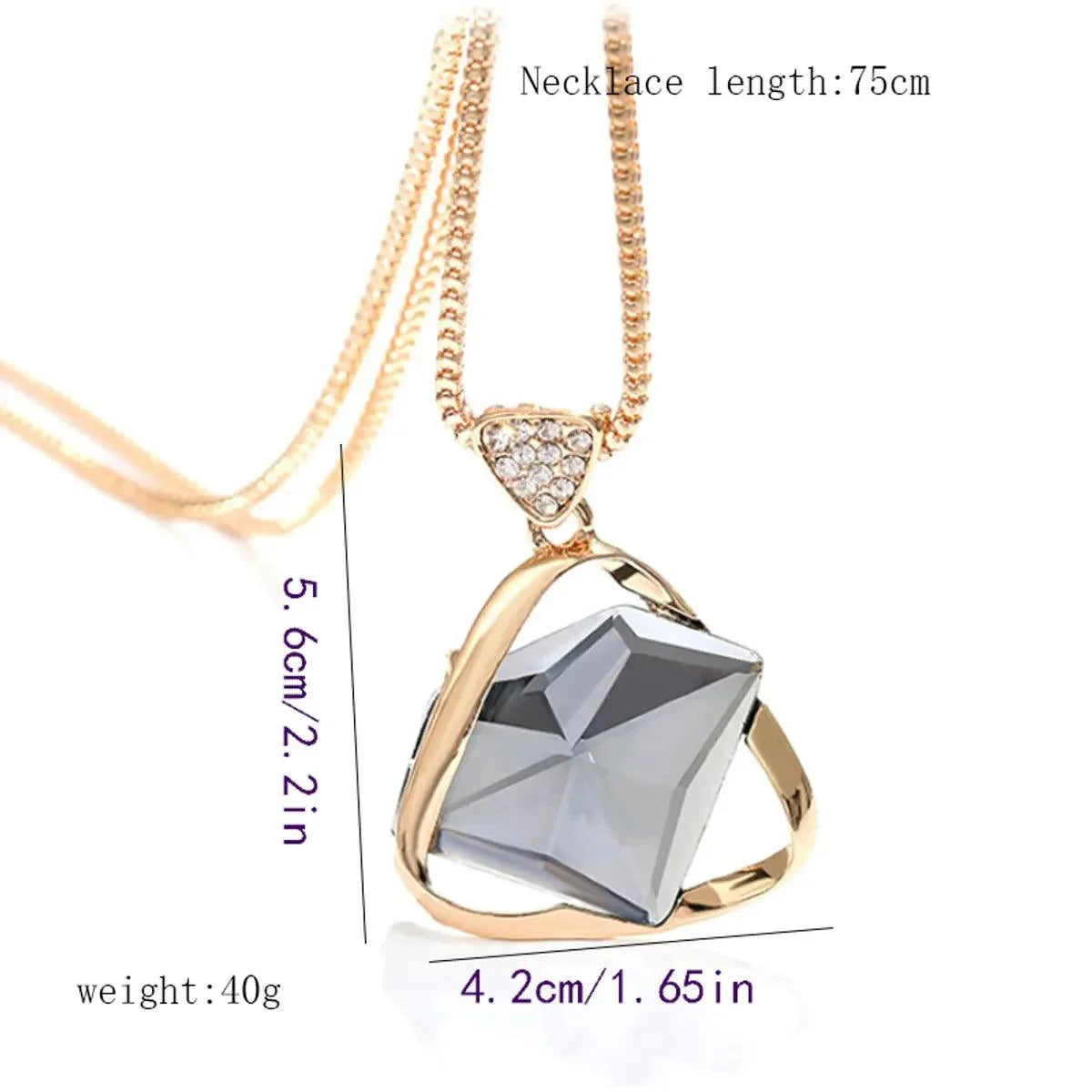 Women's Solid Color Sweater Chain with Rhinestone Inlay – Durable Alloy Streetwear Accessory