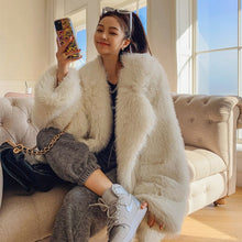 Load image into Gallery viewer, Fashion Women's Faux Fur Coat Lapel Loose Covered Button Long Sleeve Thick Warm Khaki Coat Female Winter
