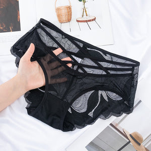 Sexy Lace Underwear Women's Hollow out Breathable Bowknot Mesh Attractive Low Rise Underpants