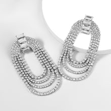 Load image into Gallery viewer, Super Flash Claw Chain Series Alloy Diamond Rhinestone Glass Diamond Oval Earrings Women's Fashion Dinner Earrings
