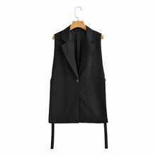Load image into Gallery viewer, Women  Solid Colorloose Side Slit Temperament Loose One-Button Suit Collar Sleeveless Long Vest Streetwear Chic Tops
