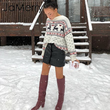 Load image into Gallery viewer, JaMerry Vintage merry christmas sweaters women long sleeve Autumn winter deer print knitted female pullover Chic top jumper

