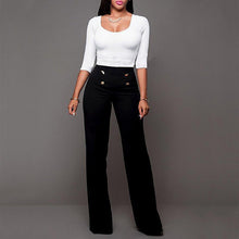 Load image into Gallery viewer, Wide Leg High Waist Women Pants Button Plus Size Flare Casual Pants Office Lady Loose Stretch Palazzo Pants
