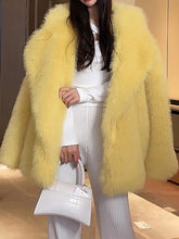 Load image into Gallery viewer, Fashion Women's Faux Fur Coat Lapel Loose Covered Button Long Sleeve Thick Warm Khaki Coat Female Winter
