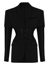 Load image into Gallery viewer, Fashion Women's Blazer New Notched Collar Patchwork See-through Mesh Single Breasted Slim Suit Jackets Autumn
