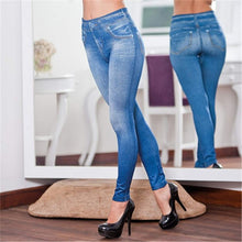 Load image into Gallery viewer, Perfect Fit Jeans Leggings Explosion models imitation denim women's leggings 9 points pants pull hair print imitation denim
