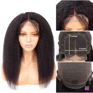 BeuMax Brazilian Kinky Straight 4x4 Lace Closure wigs 180% Density - Bianca's hair and beauty supply