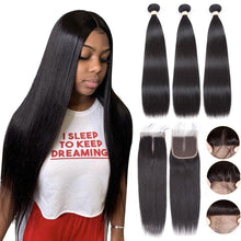 Load image into Gallery viewer, Straight Brazilian 10A Grade Human Hair Extension Bundles with 4x4 - Bianca's hair and beauty supply
