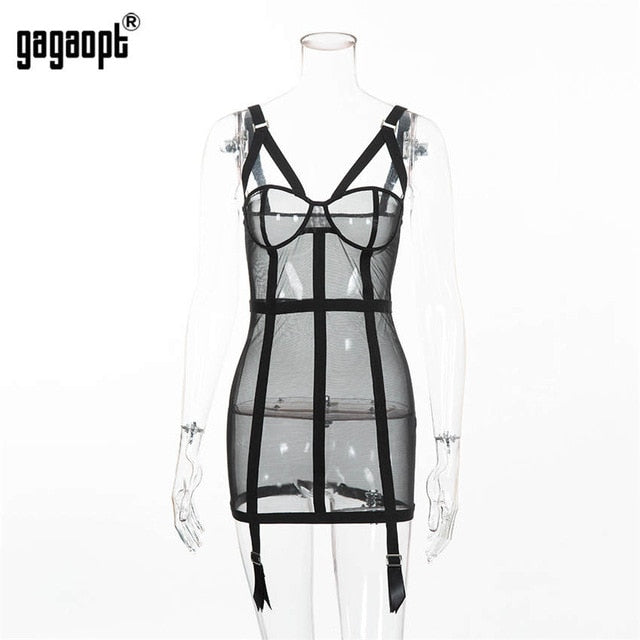 Sexy Dresses Perspective Black Bodycon Dresses Fashion Ladies Mini Dresses Club Nightwear Vestidos Robes