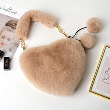 Load image into Gallery viewer, Cyber Red Fashion Plush Heart shaped Bag Women's Handbag Obliquely Straddle with Heart Heart Love Hairpin Wallet
