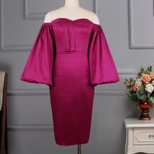 Load image into Gallery viewer, Women Dress Tube Top Sexy Strapless Stylish Off Shoulder Oversized Lantern Long Sleeve Fashion African Night Party Dresses Robes
