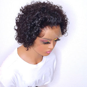 New: lace front wig short pixie human hair real hair