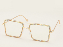 Load image into Gallery viewer, Fashion Rhinestone Glasses Frame Women Brand Designer Metal Square Anti Blue light Computer Glasses Female Shades Big
