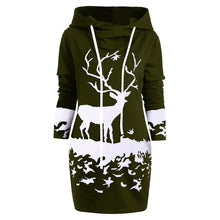 Load image into Gallery viewer, Free Ostrich Christmas Dress Women Hooded Long Sleeve Printed Casual Vestido De Festa Curto Casual Dress Clothes Women N30
