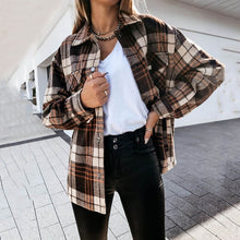 Load image into Gallery viewer, Autumn Long Plaid Jacket Women Coat Overshirt Winter Checkered Jacket Female Long Sleeve Shirt Jacket For Women
