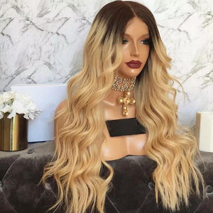 Female Brown Gold Gradient Score Long Curly Hair Big Wave Volume T Chemical Fiber Hood Factory - Bianca's hair and beauty supply