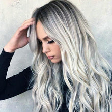 Load image into Gallery viewer, Dark Grey Dyeing Woman Long Scroll Wig Party Dress Up Whole Top Points Wig - Bianca's hair and beauty supply
