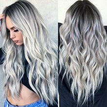 Load image into Gallery viewer, Dark Grey Dyeing Woman Long Scroll Wig Party Dress Up Whole Top Points Wig - Bianca's hair and beauty supply
