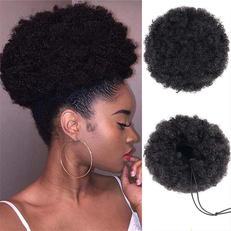 African Wig Hair Bud Explosive Head Fluffy Curly Caterpillar Bun Hair Bag - Bianca's hair and beauty supply