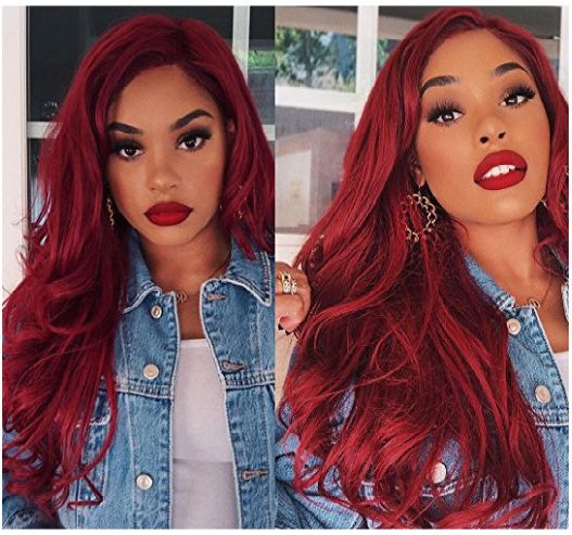 Cross- Hot Style Wig Female Burgundy Long Curly Hair, Mid-point Curly Hair, Fluffy Face Repair Wig, One Drop-off- - Bianca's hair and beauty supply