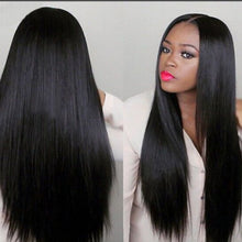Load image into Gallery viewer, Cross- Wig Wig Black Long Straight Hair Center Point Straight Hair Long Hair Wig Set High Temperature Silk Wig - Bianca's hair and beauty supply
