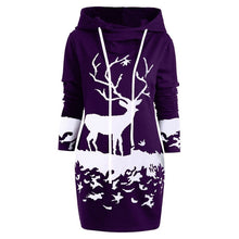 Load image into Gallery viewer, Free Ostrich Christmas Dress Women Hooded Long Sleeve Printed Casual Vestido De Festa Curto Casual Dress Clothes Women N30
